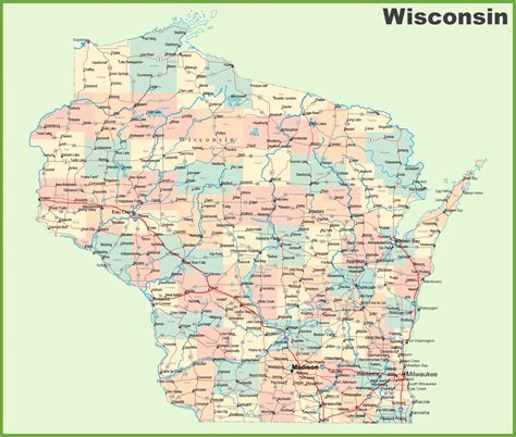 Wisconsin Road And Highway Map Free And Printable