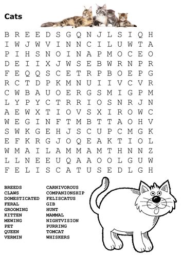 Cats Word Search By Sfy773 Teaching Resources Tes