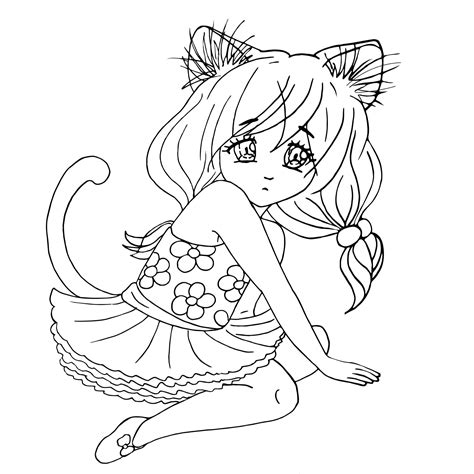 Premium Vector Vector Coloring Page With Cute Anime Girl Coloring Home
