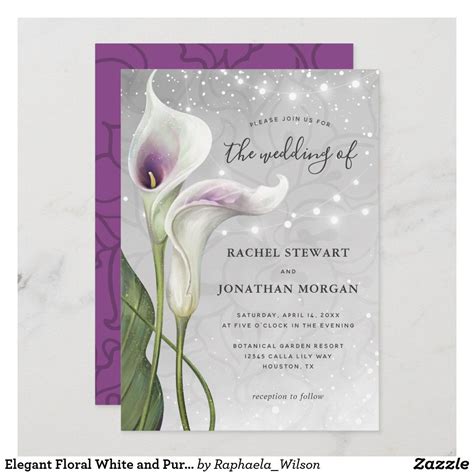 Elegant Floral White And Purple Calla Lily Wedding Invitation Burgundy