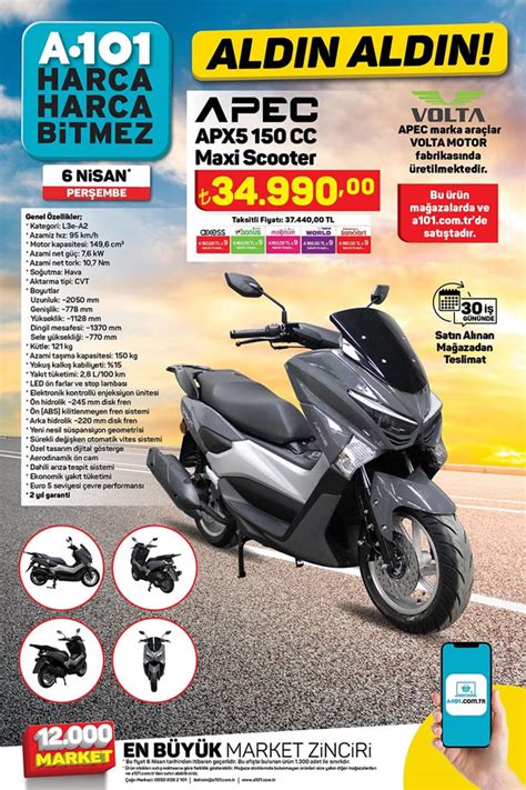 A101 6 Nisan 2023 Kataloğu Volta APEC APX 150 CC Maxi Scooter