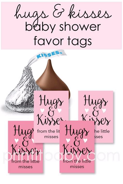 Don't forget to pick up a few great baby shower game prizes when you're shopping for shower supplies! Free Printable Pink Hugs And Kisses Favor Tags ...