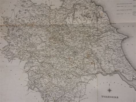 1845 Yorkshire Extra Large Original Antique Engraved Map Uk County