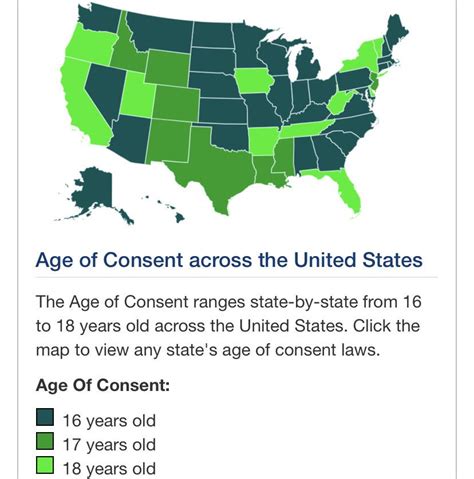 Age Of Consent Across The United States R Mapporn