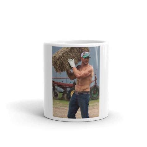 muscle country hunk shirtless bailing hay coffee mug ebay
