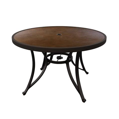 Mondawe Cast Aluminium Patio Round Outdoor Dining Table 48 In W With