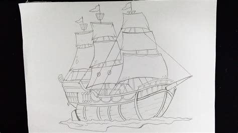 How To Draw A Ship Easy Pencil Drawing Youtube