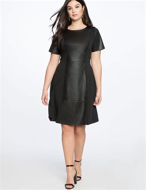 Faux Leather And Ponte Mix Dress Womens Plus Size Dresses Eloquii
