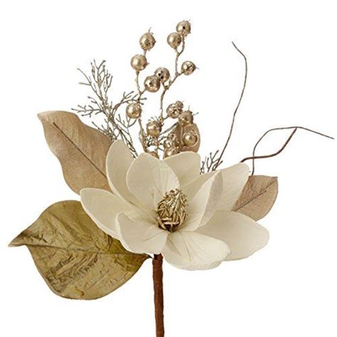 RAZ Imports Holiday Memories 16 Magnolia Floral Gold Https