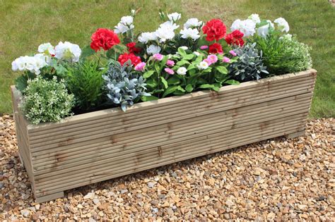 1 METRE LARGE WOODEN GARDEN TROUGH PLANTER MADE IN DECKING BOARDS