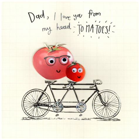 I Love You From My Head Tomatoes Fathers Day Card Embellished