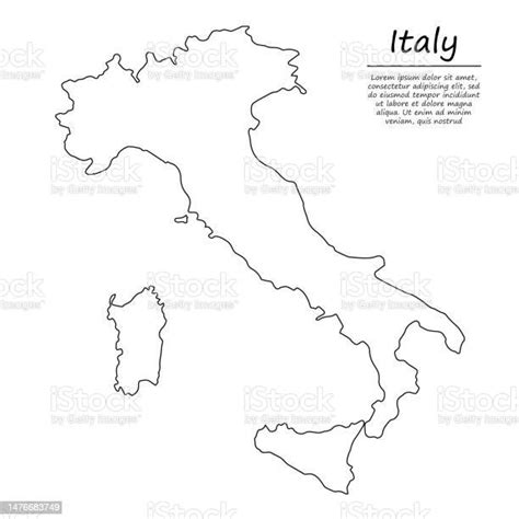 Ilustración De Mapa De Contorno Simple De Italia En Estilo De Línea De
