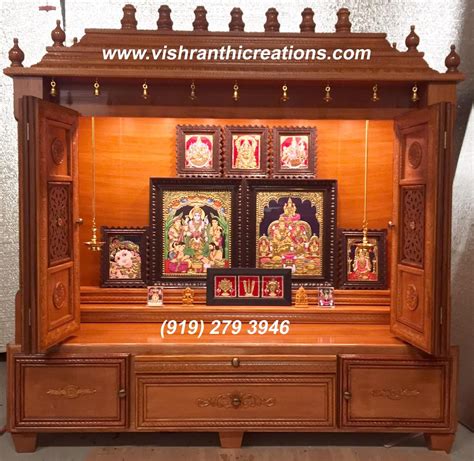 Wooden Pooja Mandir In Usa By Vishranthi Creations Pooja Room Design