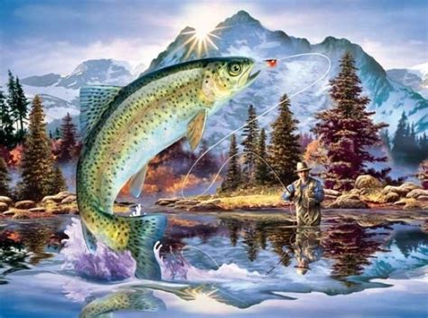 Early Strike Rainbow Trout At Sunrise 1000 Piece Jigsaw Puzzle For