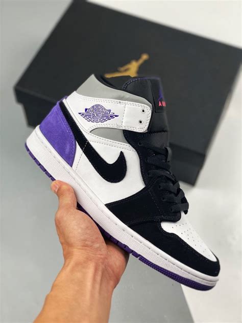 Air Jordan 1 Mid Purple Black For Sale Sneaker Hello