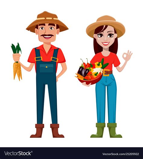 Cartoon Farmer And Wife