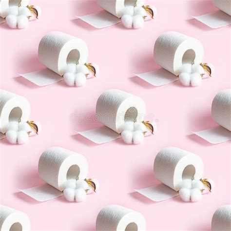 White Toilet Paper Roll Repeat Seamless Pattern On Light Pink