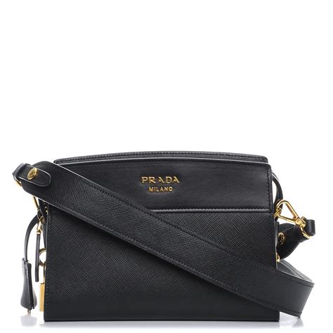 Prada Saffiano Esplanade Crossbody Bag Nero Black 208859