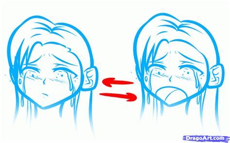 Draw A Sad Face Sad Anime Face Step By Step Drawing