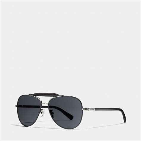 Coach Leather Aviator Sunglasses In Metallic For Men Lyst