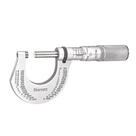 Starrett Outside Micrometer With Friction Thimble Lock Nut
