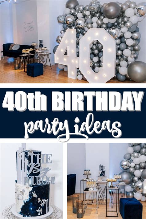 Buy 40th birthday party decorations including balloons, banners, confetti and centrepieces. Navy Blue and Silver 40th Birthday Party - Pretty My Party ...