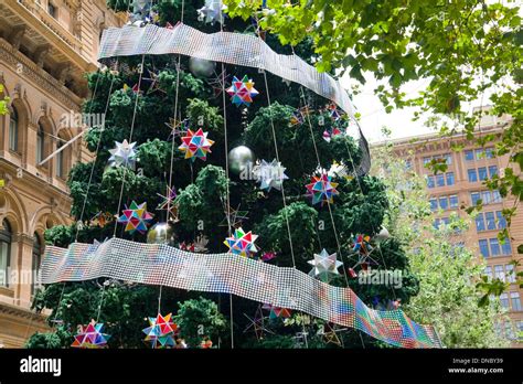 Public Christmas Tree On Display In Martin Placesydneyaustralia Stock