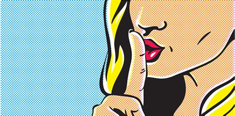 Ilustración De Arte Pop Shhh Mujer Mujer Con El Dedo En Los Labios