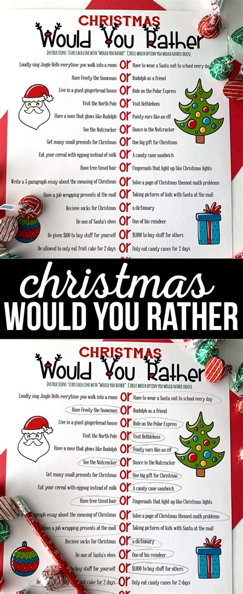 Christmas Would You Rather Free Printable The Crafting Chicks