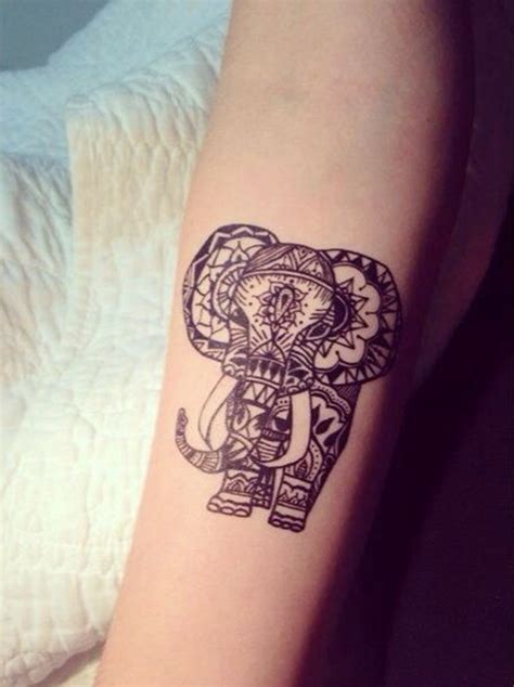 Mandala Design Elephant Tattoo On Forearm