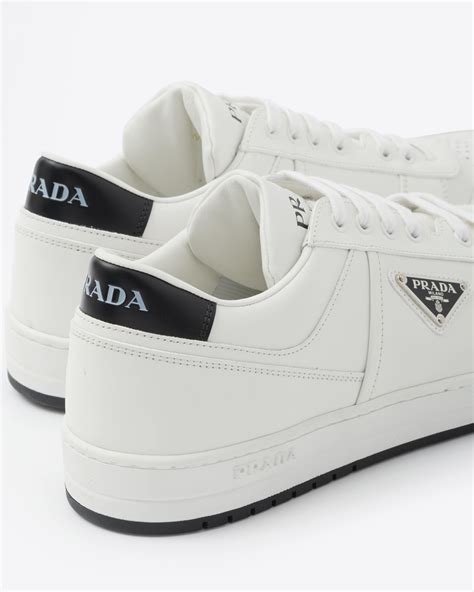 Whiteblack Downtown Leather Sneakers Prada