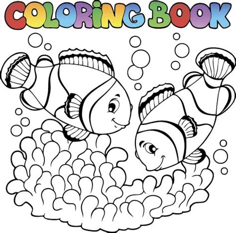 The world under the sea has many colour. Coloring picture sea world vector template 02 free download
