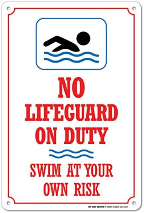No Lifeguard On Duty Swim At Your Own Risk Sign Etsy