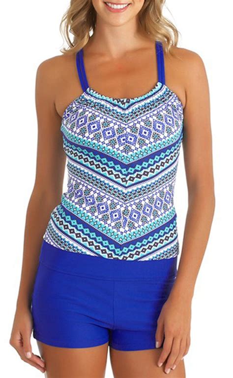 Upopby Womens Raceback Tankini Swimwear Top With Boyleg Set Bathing