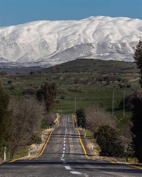 Beautiful Mount Hermon As Seen From A Road In Golan Heights By
