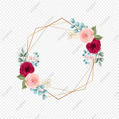 Geometric Floral Flowers Png Picture Geometric Gold Frame With Floral