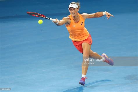 Samantha Stosur Of Australia Plays A Forehand In Her Match Against