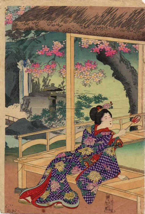 Japanese Woodblock Print By Chikanobu Geisha Japan Ca1880 Catawiki