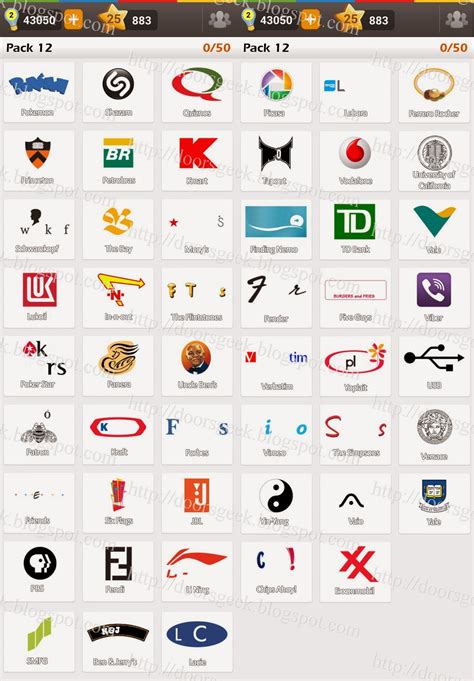 Logo Game: Guess the Brand [Regular] Pack 12 ~ Doors Geek
