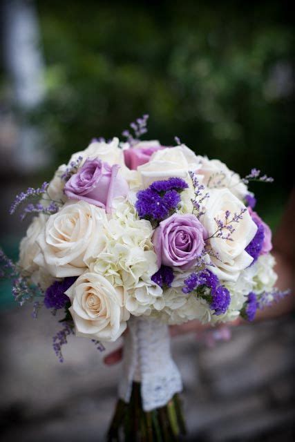 Beautiful Hand Tied Bridal Bouquet With White Hydrangea Lavender And
