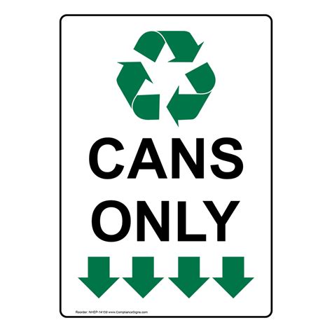 Portrait Cans Only Sign With Symbol Nhep 14159