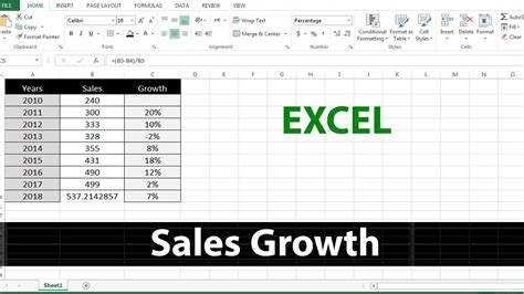 How To Calculate Sales Growth In Excel Youtube
