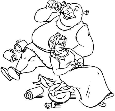 Shrek Shrek And Fiona Beside Their Children Coloring Page Kulturaupice
