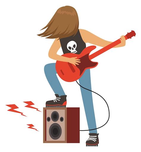 Rock Guitarrista Punk M Sico Personaje De Dibujos Animados Vector Premium