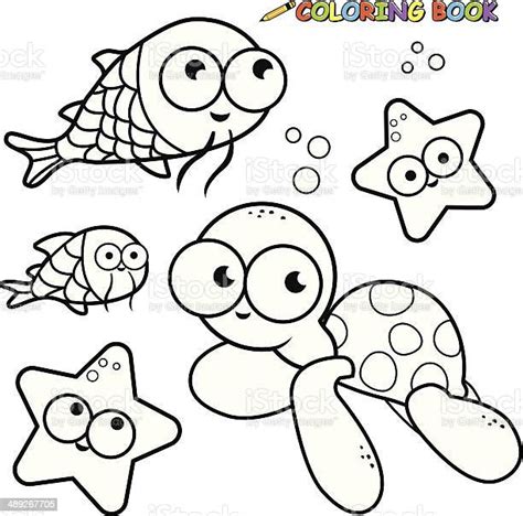 Coloring Book Sea Animals Set Stock Illustration Download Image Now
