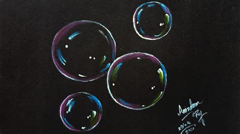 How To Draw Simple Bubbleswith Pencil Coloursblack Paper Simple