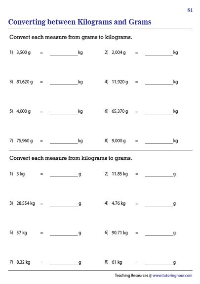 Weight Conversion Worksheet