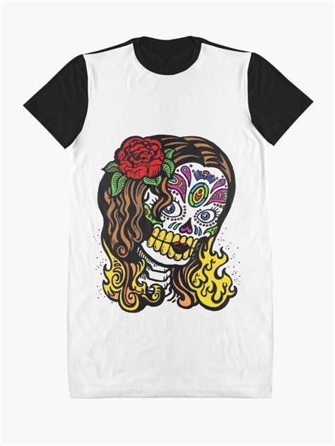 Skull Colored Graphic T Shirt Dress By Thomsanchez Redbubble