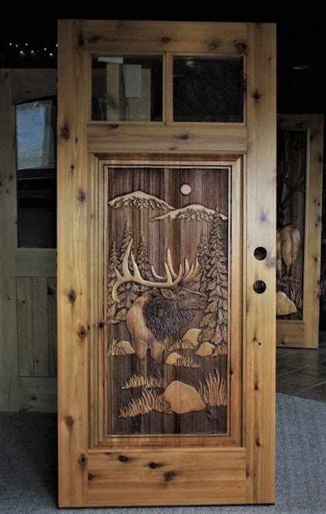 Carved Wood Front Doors Great River Door Co Carved Doors Rustic