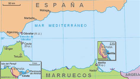 Satellite image of ceuta, spain and near destinations. Ceuta Melilla - Mapsof.Net